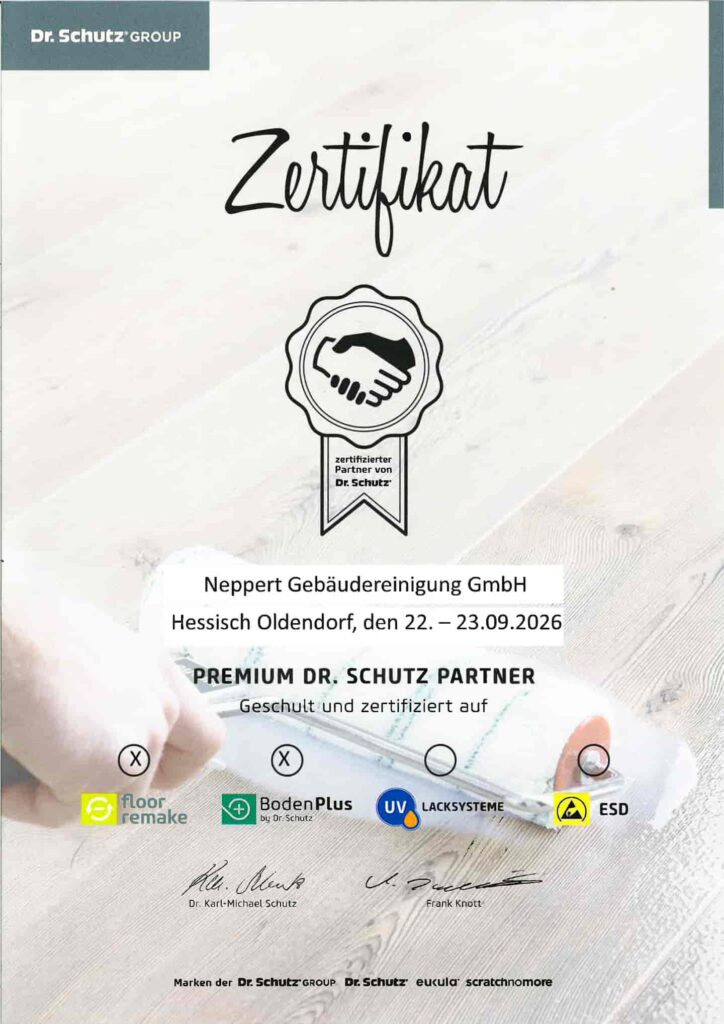 Zertifikat Neppert Gebäudereinigung - Premium Dr. Schultz Partner